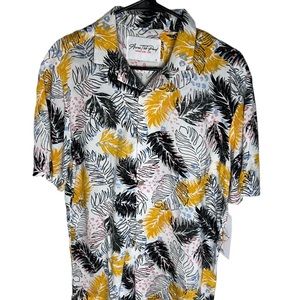 Across The Pond Palm Leaf Multicolor Button Up Shirt Men’s Size L